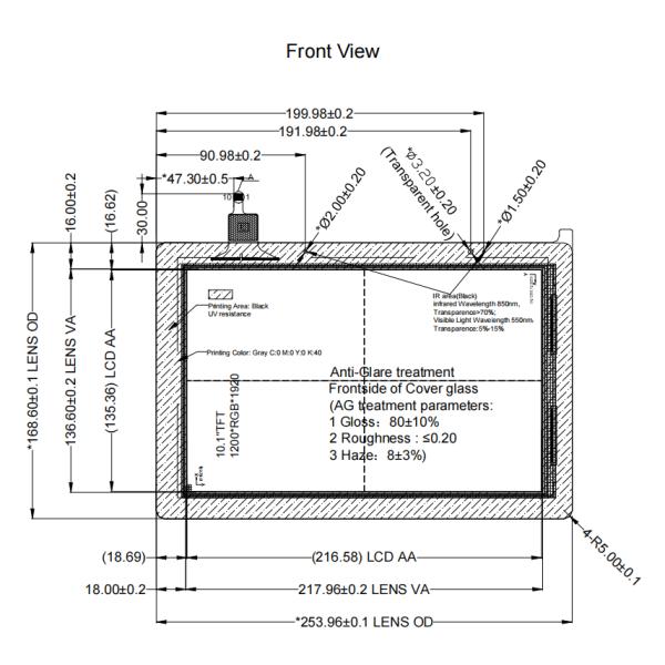 Optical Bonding 10.1 inch TFT LCD Industrial G+G Touch Panel with Ultra-Slim 4.32mm Outline