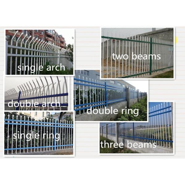 Three Beams Zinc Steel Fence Single Ring For Bounding Wall , 50*50mm Rail
