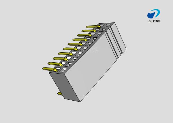 Female header, PCB Mount Receptacle, Vertical, Board-to-Board, 20 Position, 2.0mm Pitch, Shrouded, Gold Flash, 90 degree