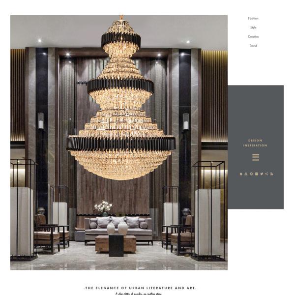 Top luxury Staircase Chandelier Lighting Large Home Decoration Crystal black ceiling light(WH-NC-93)