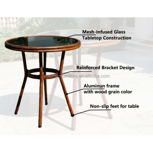 All Weather Portable Outdoor Coffee Table Foldable Design UV-Resistant Durable for Hotel Courtyard Balcony Bistro