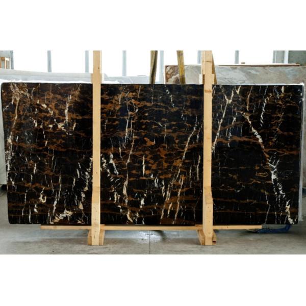 Cut To Size Black Portoro Italian Marble With Gold Vein For Bathroom Countertop