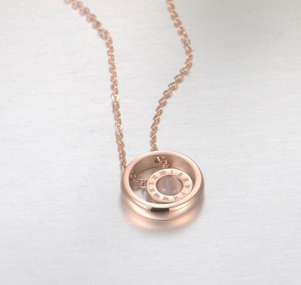 Roman numerals Pendant Necklace Stainless Steel Jewelry Necklace Rose Gold Chain and Pendant Necklace