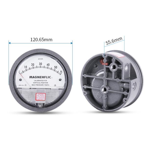 Calibre de pressão MC2000 diferencial elástico 120mm de aço inoxidável 0-60pa