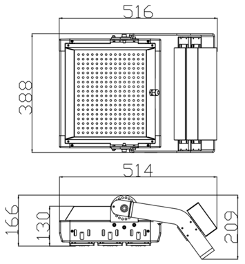 1000W LED Sports Light Modular Structure Design 1-10V PWM DALI Zigbee Control