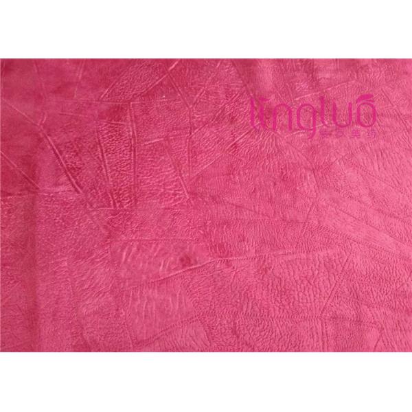 Embossing French Country Upholstery Fabric / Pink Velvet Curtain Fabric