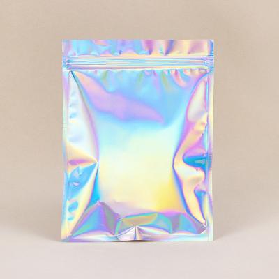 Smell Proof Small Plastic Resealable Bags Shiny Reusable Foil Bags Holographic Makeup