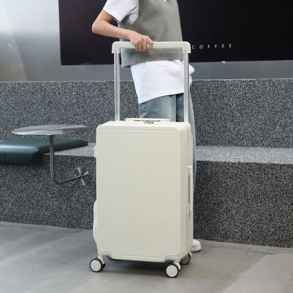 Valise PC 20/24/28 pouces Valise en aluminium avec roues à 360° et barre de chariot réglable bonne qualité voyage pratique