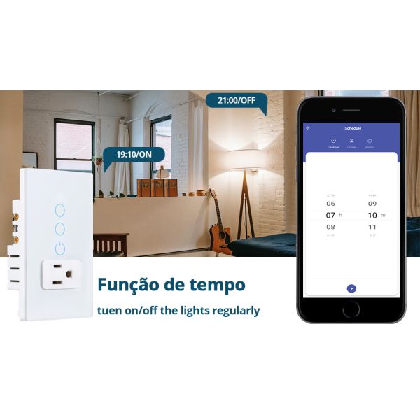 ETL/FCC Certified WiFi Smart Wall Socket with 10A Max Current and Durable ABS & PC Material