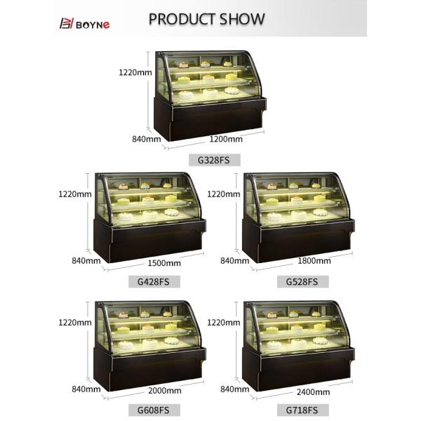 Curved Glass Cake Display Fridge , Marble - Base Upright Cake Showcase