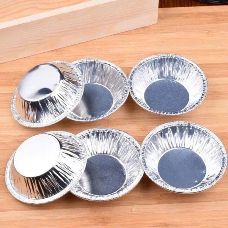 100pcs Disposable Aluminum Foil Tart Pan Mini Pot Plate Tin Pie Bake Tray Of Suitable