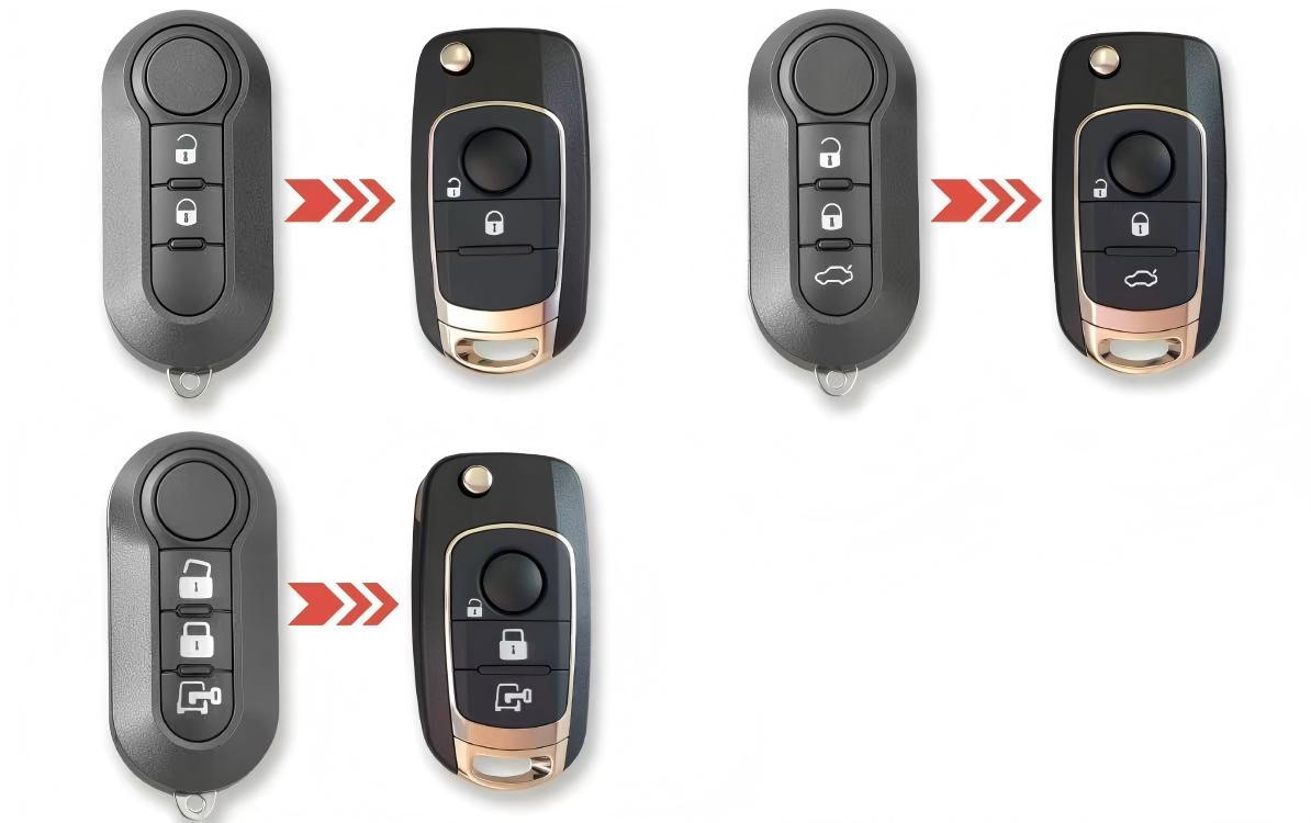 Wholesale Car Remote Key Modified Shell for Fiat 500 Punto Evo Grand Uncut Blade Key Replacement Flip Key Case Fob Keyless SIP22 Blade