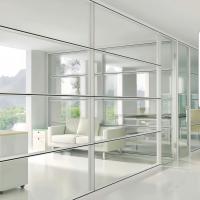 60mm Aluminum Framed Glass Partitions Wall With Grid Designs Interior Glass Partition Systems For Offices Meeting Rooms