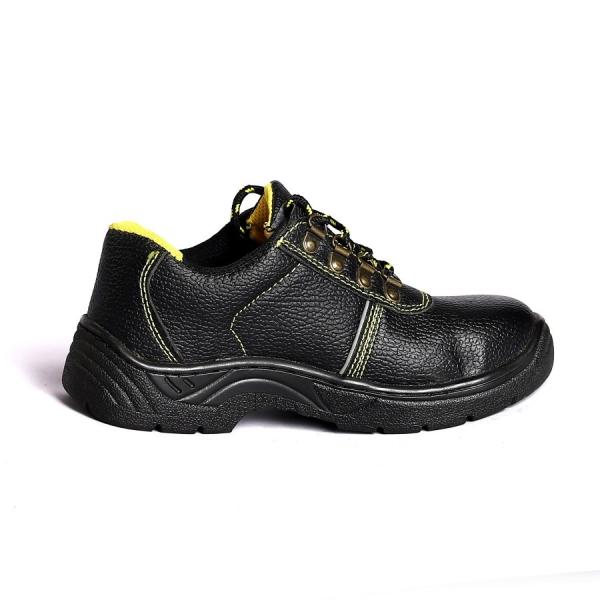 Comfortable EVA Insole Steel Toe Black Leather Mesh PU Sole Puncture Resistance Work Safety Shoes