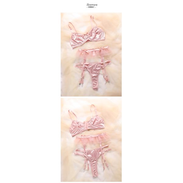 Women Bra Sexy Girl Three-piece Underwear Set Exquisite Bow S M L Breathable Plus Size Comfortable Briefs Ladies Bra