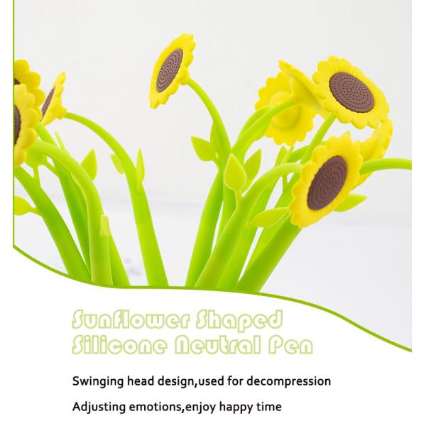 Cute dessin animé de tournesol de silicone stylo neutre de l' élève Papeterie swing stylo cadeau