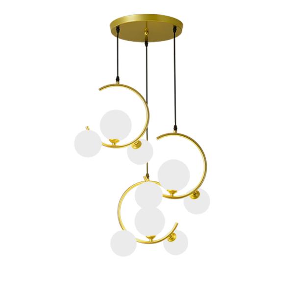 Iron Art globe chandelier Gold Black glass lampshade For Dining Room Ceiling hanging lamp(WH-MI-286)