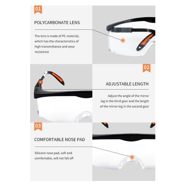 38g Dustproof Industrial Safety Medical Goggles Clear PC Protective For Gas Cutting