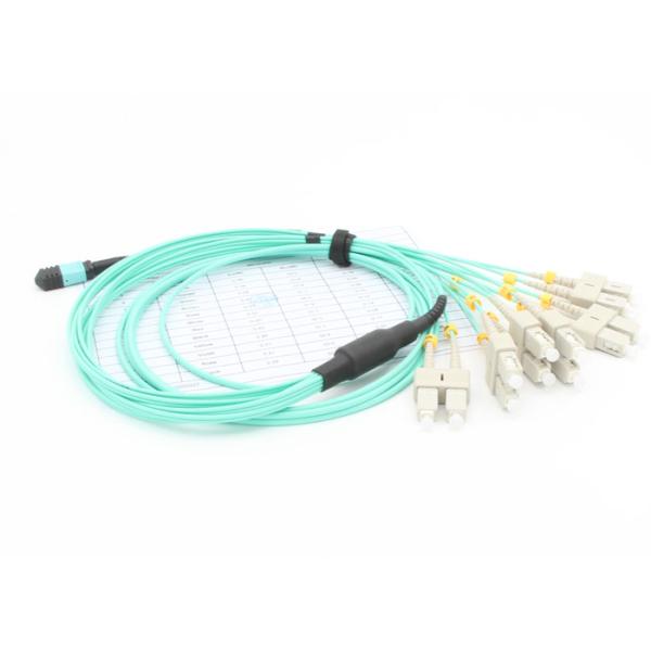 OM3 женщина кабеля 12F MPO хобота проламывания 2.0mm MPO к SC UPC с цветом Aqua 50/125μm LSZH
