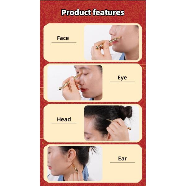 Metal Body Probe Acupressure Stick Pen Advanced Brass Acupoint Therapy Ear Massager for Body Massage