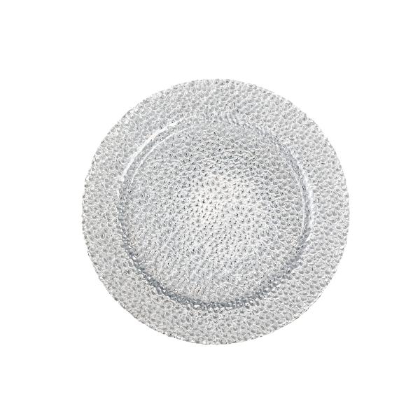 13 Inch Aluminium Painting Crystal Glass Plates For Wedding Party