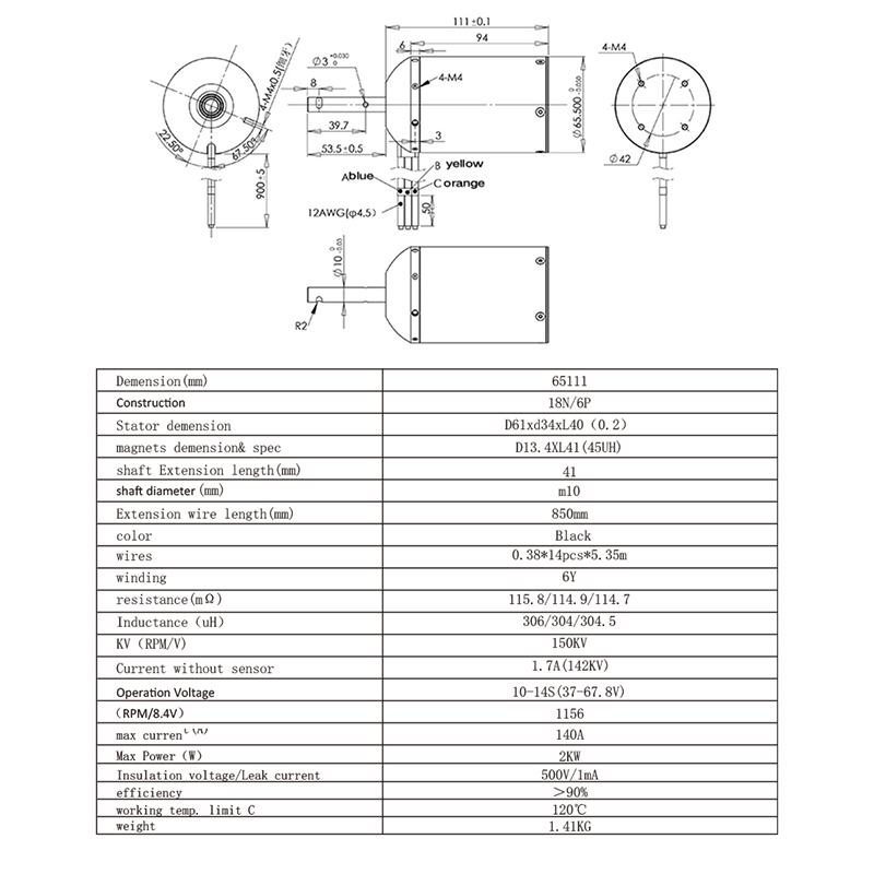 Factory & Customizable & Balanced 48V 3kw IP68 Waterproof BLDC Drive Motor 62111 for Underwater Thruster Robot RC Robot Boat