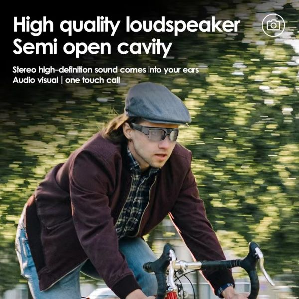3D Sport Sunglasses With Shutter 2K HD Smart Glasses Bluetooth 5.0 And Open Ear Speaker