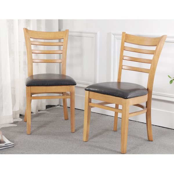 Factory Price Oak Pu Leather Wooden Chair for Dining Room Restaurant Coffee Shop