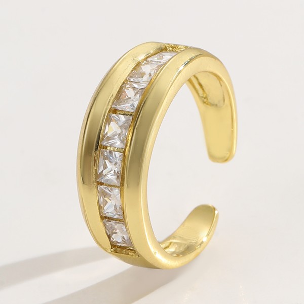 Clear Emerald CZ 14K Gold Plated Adjustable Dubai Gold Star Finger Rings Jewelry Designs for Women Gift