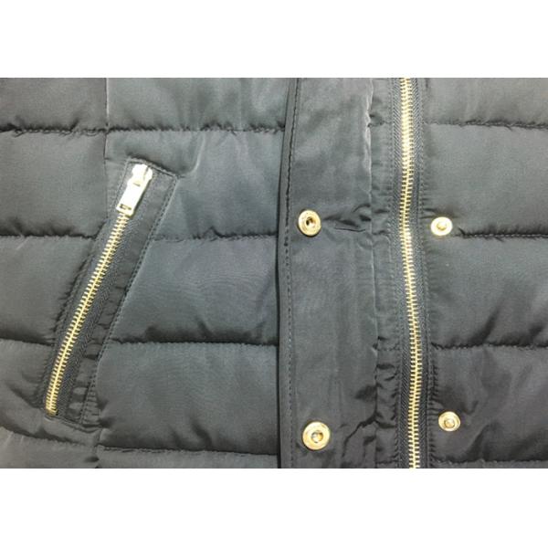 Polyester Black Ladies Outwear Puff Winter Jacket Warm Fashion Zip Through