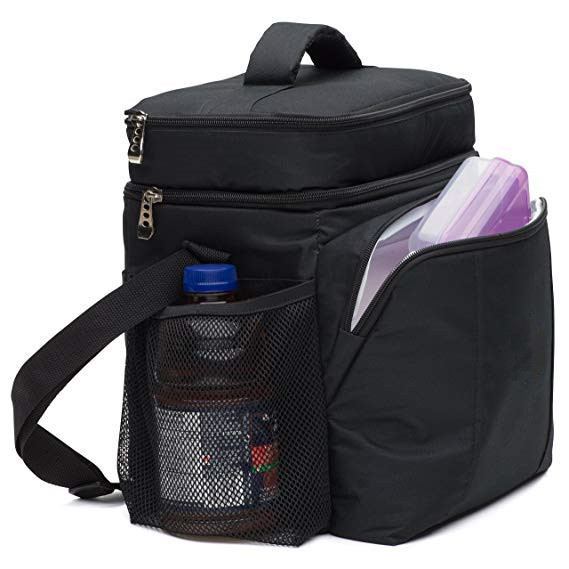 Two Compartments Insulated Food Cooler Bags With Removable Leak Proof Plastic Hardliner Bucket