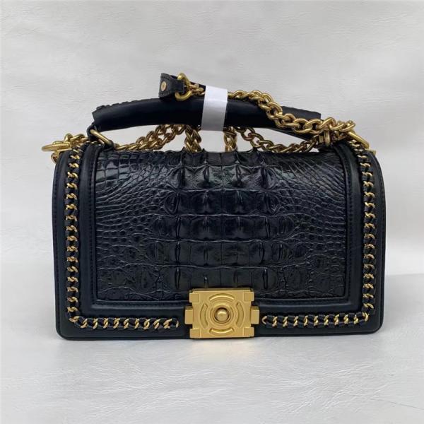 Authentic Crocodile Skin Women Gold Chain Purse Genuine Alligator Leather Lady Small Handbag Female Cross Shoulder Bag