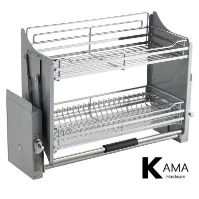2 Layers Soft Stop Stainless Steel Kitchen Elevator Basket Iron Steel