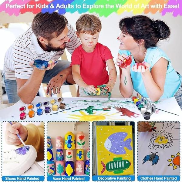 DIY 12 Colors 5ml Strips Acrylic Small Paint Pots Washable For Kids Adults