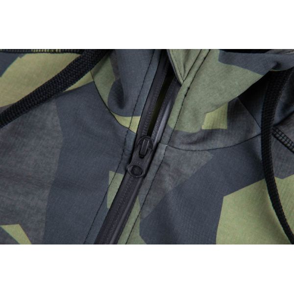 Men's Wind-Resistant Camouflage Hunting Jacket with Thermal Knit Lining and Geometric Camo Print