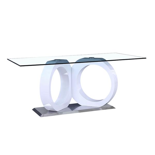 Wooden Legs Glass Top 76cm Modern Dining Table