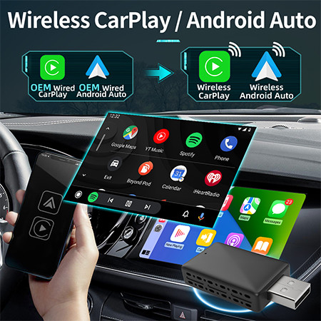 Adaptador de Carplay inalámbrico Mini USB de 2 en 1 admite Carplay con cable de automóvil original a Carplay inalámbrico Android Auto Car Box