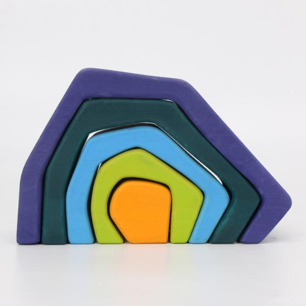 Blocs constitutifs en bois Toy Creative Educational d'arc-en-ciel de Brown 18cm