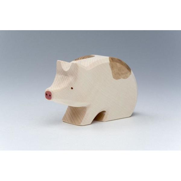 Carved Oak Beech Wooden Pig Toy Colourful Hand Eye Coordination Training