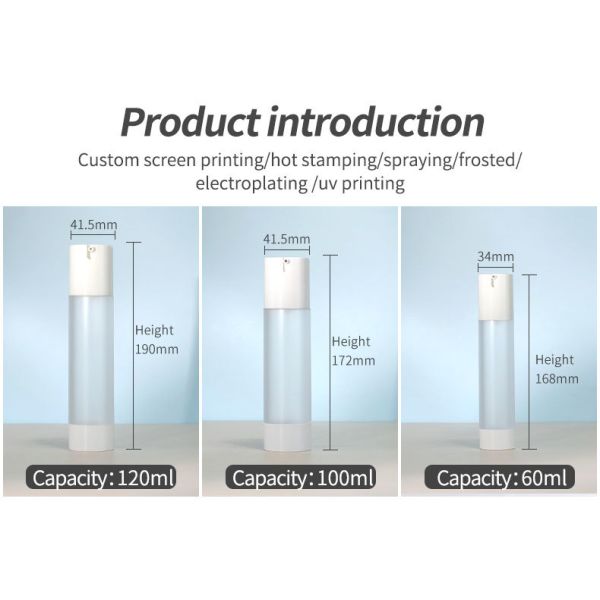 Refillable 30ml Skincare Essential Oil Serum Container 50ml 2oz Plastic Airless Cosmetic Cream Lotion Pump Bottle 100ml