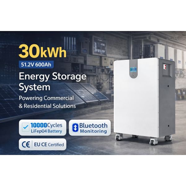 30kWh LiFePO4 Battery for Solar Energy Storage System | 51.2V Lithium Battery for Home and Commercial Backup Power