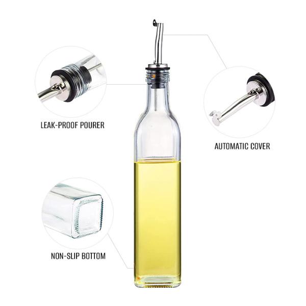 17 oz d'huile d'olive en verre et de vinaigre Cruet avec versants et entonnoir - Carafe d'huile d'olive Décanteur pour cuisine