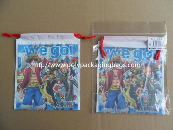 Hot Selling Colourful Plastic Drawstring Carrier Bags For Apparel / Garments / Clothing