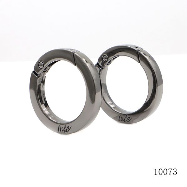 Gold Black Gunmetal Spring O Ring Flat Circle Carabiner Clip
