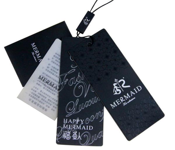 Personalized Size And Printing Paper Clothing Hangtags Black And White Fro Garments