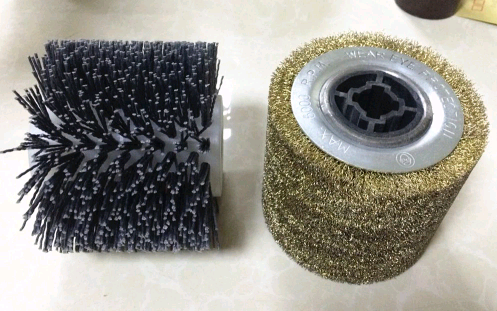 Wood Polishing Industrial Roller Brushes / Steel Wire Brush Wheel Roller