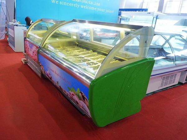 18 Trays R404a Green Commercial Ice Cream Display Freezer For Shop