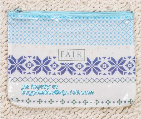 custom transparent pvc slide zipper file bags, cosmetic makeup pen pencil stationery case, PVC plastic slider zipper bag