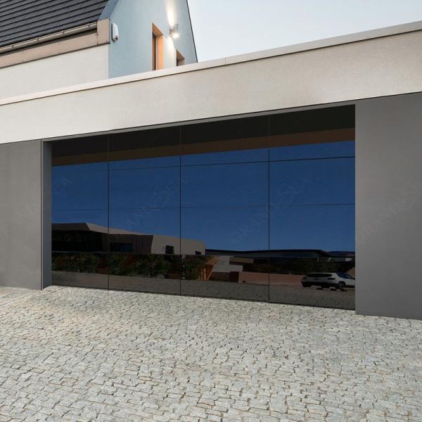 Villa Luxury 16 Ft Foot Clear Frosted Full View Aluminum Automatic Double Modern Insulated Glass Garage Door for Sale