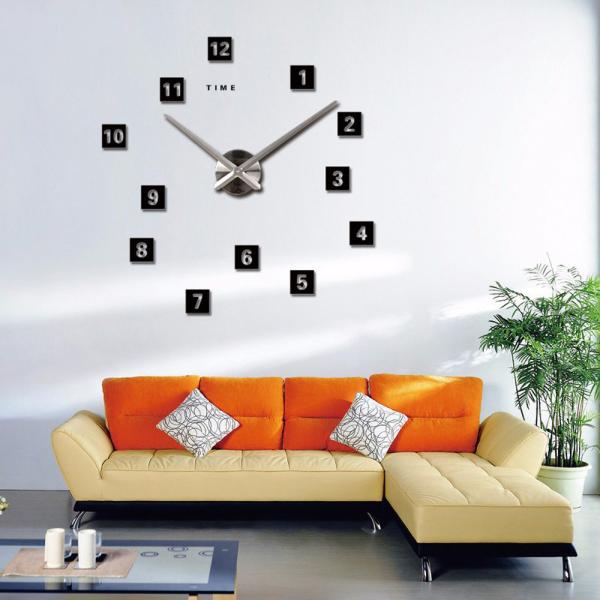 Arabic Digital Modern Square Kitchen Wall Clocks Mirror EVA Wall Sticker Decor Large Vintage Style Wall Clock